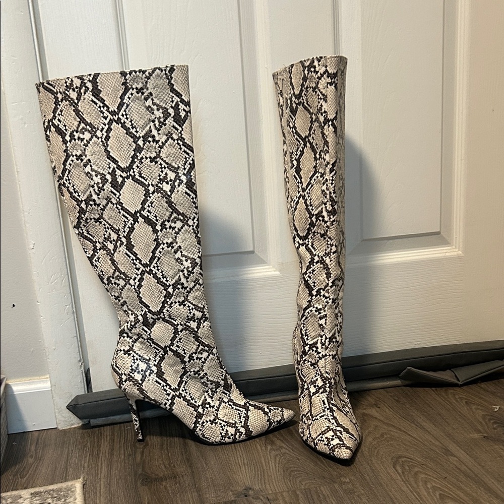 Thalia Sodi Snakeskin Heeled Boots